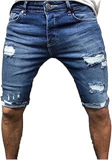 Short en jean gr moto pour homme, short d'été en denim stretch ultra