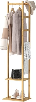 Porte-vêtements en bambou medela : porte-tissus en bois avec 3 crochets suspendus, supports