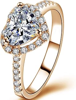Bague d'anniversaire de fiançailles de mariage de style solitaire en forme de cœur