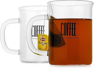 Tasse à café en verre borosilicate luxo de 15 onces avec poignée