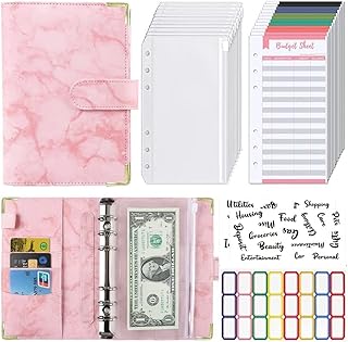 Dossier budgétaire a6 avec enveloppes à fermeture éclair, classeur les en cuir pu