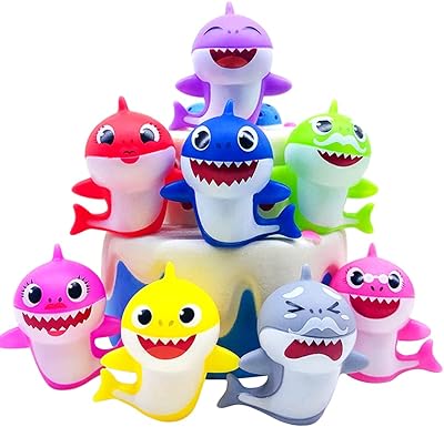 Décoration de gâteau de requin 8 pièces décoration d'anniversaire avec des couleurs