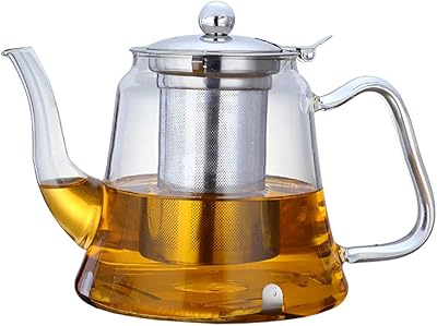 Théière en verre de 1000 ml avec infuseur amovible, bouilloire à thé