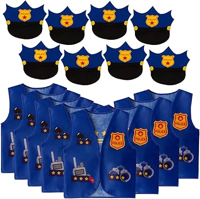Fournitures de fête sur le thème de la police tiger doe - 16 pièces de cadeaux de police - 8 chapeaux de police pour enfants et 8 gilets de police - costume de flic d'anniversaire. Des économies garanties sur chaque commande avec Diaytar