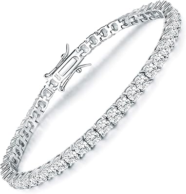 Bracelet tennis classique en argent sterling 925 avec zircone cubique taille 2-7 mm