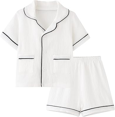 Pyjama d'été avec boutons pour enfants âgés de 18 mois à 7 ans