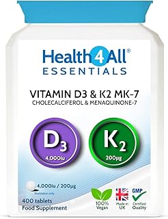 Vitamine d3 4000 ui et vitamine k2 200 g (mk-7 naturel) 400 comprimés