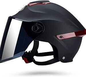 CASQUE MOTO VENTILÉ DEMI CASQUE FEMME HOMME ADULTE CASQUE MOTO ÉLECTRIQUE AVEC VISIÈRE
