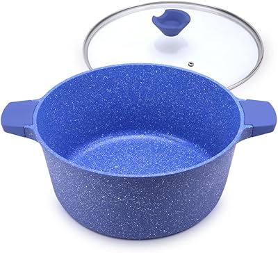 Marmite balzano-relance 2 pièces en fonte d'aluminium avec couvercle en verre, grande taille
