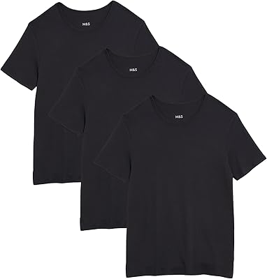 Lot de 3 sous-vêtements slim à col rond en pur coton pour hommes