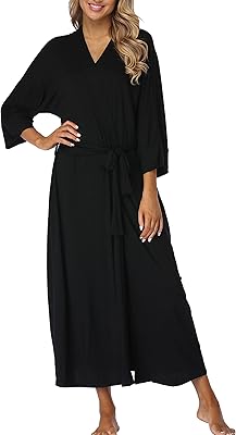 Robe longue pour femme, robe portefeuille en modal, robe kimono pleine longueur