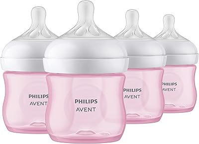 Biberon philips avent natural response, rose, 4 oz, 4 pièces, scy900/14