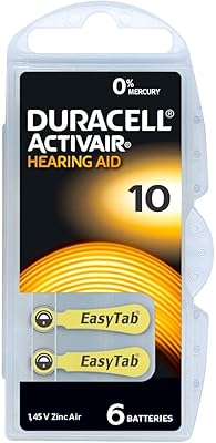 Piles auditives duracel activeair type 10 - paquet de 60 - jaune