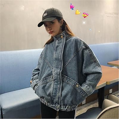 Veste en jean pour femme grande taille manches chauve-souris amples coréen bf vent
