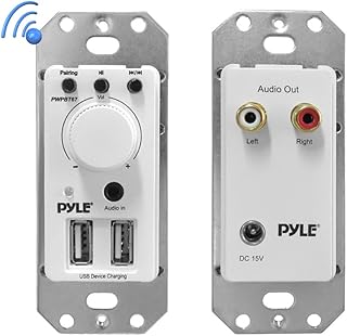 Récepteur bluetooth mural pyle de contrôle audio avec double port