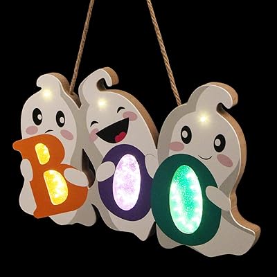 Décoration de porte d'halloween fengwu, bannière suspendue, ourson fantôme avec lumière, décoration