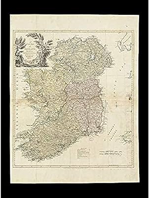 Art mural sans cadre avec le dessin d'une carte des provinces d'irlande 1777
