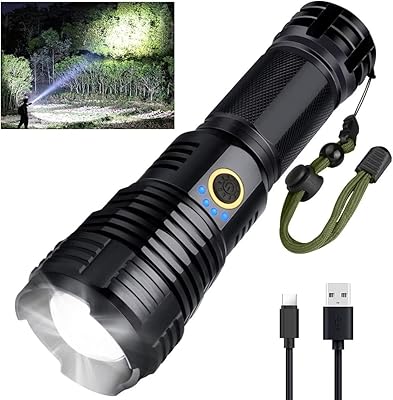 Lampes de poche led rechargeables, lampe de poche 90 000 lumens élevés, lampe