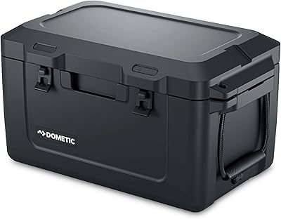Glacière dometic patrol 35 l, gris foncé, cordes noires, autocollants amusants, glacière isolée