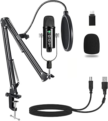 Microphone à condensateur usb pour pc ps4 mac avec support bras réglable