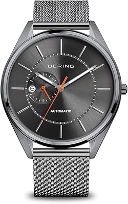 Montre analogique automatique behring pour homme avec bracelet en acier inoxydable, 16243-377, gris