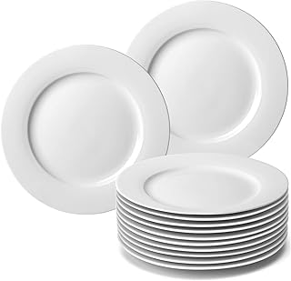 Assiettes à dîner sophistiquées amomile 12 pièces, assiettes à dessert rondes en porcelaine