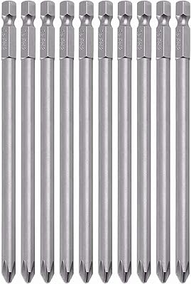 Yakamoz 10 pièces 1/4 pouce tige hexagonale ph2 longue tête cruciforme magnétique phillips