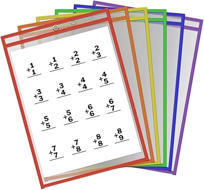 Nobesti 6 pièces pochettes effaçables à sec en plastique transparent papier effaçable à