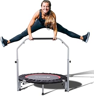 Mini trampoline pliable bcn 100 cm, rehausseur de fitness avec poignée réglable