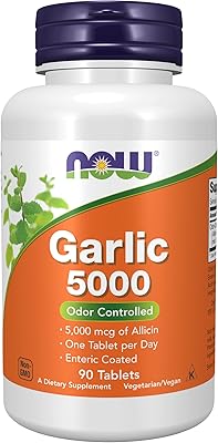 Now supplements, ail 5000 (allium sativum), à enrobage entérique, contrôle des odeurs, 90