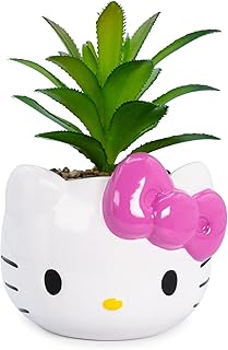 3" mini pot de fleurs en céramique sanrio hello kitty face design avec plantes succulentes artificielles. Diaytar : Quand qualité rime avec économie