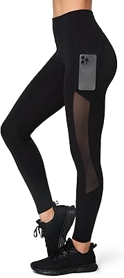 Leggings en maille pour femmes avec poches taille haute contrôle du ventre pantalon