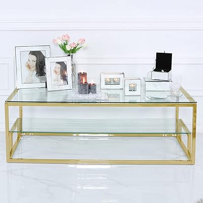 Table basse vanity living pour salon table moderne en verre trempé