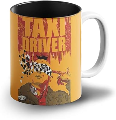 Tasse à café intérieure noire brink avec impression de chauffeur de taxi |