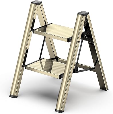 Tabouret échelle pliante à 2 niveaux avec large pédale robuste et antidérapante, tabouret