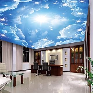 Papier peint de plafond 3d avec ciel bleu et nuages ​​pour la décoration