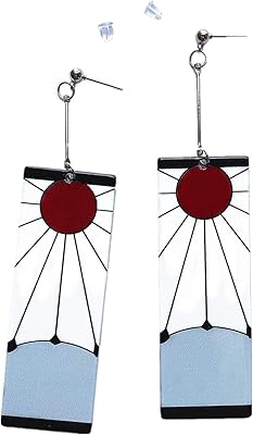 Boucles d'oreilles à clips kamado tanjiro demon slayer avec motif soleil double face