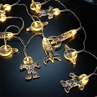 Guirlande lumineuse led pour chambre d'enfant, 20 led, pendentifs de vaisseau spatial, fusée