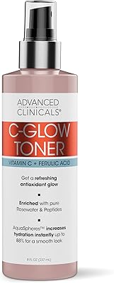 Advanced clinicals, tonique sea glow, vitamine c + acide férulique, 237 ml