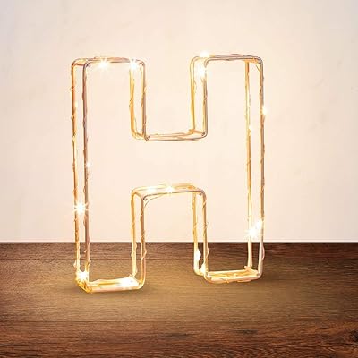 Sala lettre h lumineuse dorée avec lumières led