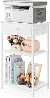 Support d'imprimante blanc à 3 niveaux atelly pour bureau à domicile avec tiroir