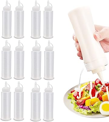 12 pièces bouteilles de condiments compressibles en plastique de qualité alimentaire siosi
