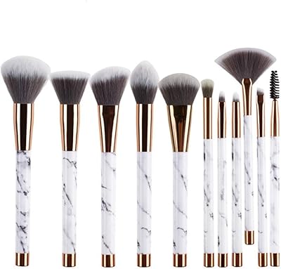 Ensemble de 11 pinceaux de maquillage professionnels en marbre o ozone pour maquillage
