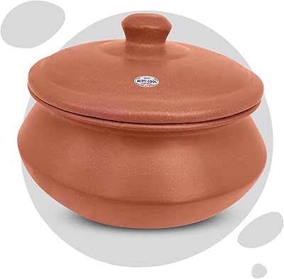 Pot biryani en terre cuite fait main avec couvercle (1,5 litres)