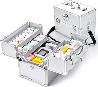 Primify grande boîte médicale en métal, kit de voyage médical d'urgence familial verrouillable, étui de rangement de médicaments verrouillable pour enfants avec compartiments, poignée et bandoulière, organisateur de médicaments. Diaytar Sénégal : La marketplace qui pense à votre porte-monnaie