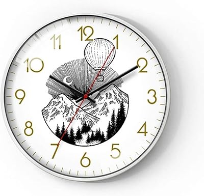 Horloge murale domestique, horloge à quartz ronde artistique, chiffres arabes dorés, horloge murale