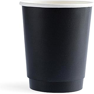Gobelet en papier robuste à double paroi bonybak de 8 onces, tout noir