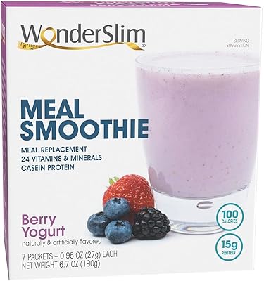 Smoothie de remplacement de repas wonderslim, yaourt aux baies - 100 calories, 1