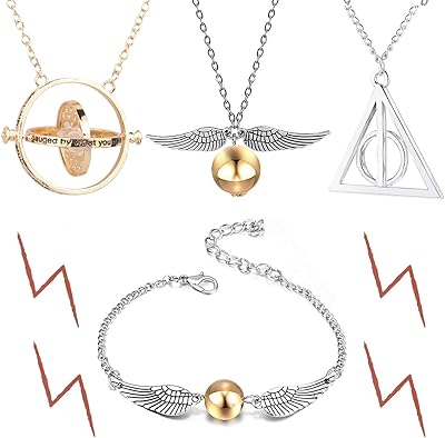 4pcs collier et bracelet harry potter avec breloque collier à breloques pour coffrets