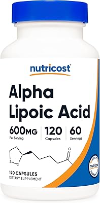 Acide alpha-lipoïque nutricost 600 mg par portion 120 gélules, 60 portions - couvertures